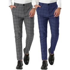 These pants can become a staple in your wardrobe as they pair well with a variety of tops. Slim fit, button front with a zip-fly closure, classic plaid print business pants. The pants come with 2 hand pockets at the sides and 1 pocket at the back, which is very convenient because you can put your small items inside. The versatile style is the reason you choose these pants because you can not only wear them to the party but also at home. Slim Fit Chino Pants, Fitted Dress Pants, Business Pants, Business Checks, Slim Fit Chinos, Check Dress, Slim Fit Men, Chinos Pants, Bottom Clothes