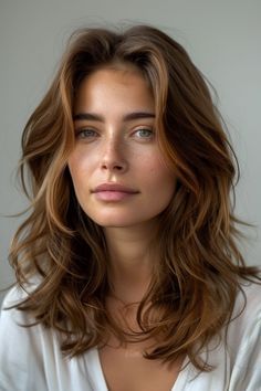 Wavy Mid Length Hair, Brown Hair Inspo, Medium Layered Haircuts, Medium Layered Hair, Long Layered Haircuts, Medium Long Hair, Mid Length Hair, Medium Hair Cuts, Curtain Bangs