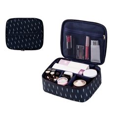 Beauty Case Travel Makeup BagSolve your organization and storage problems with this handy beauty case. Designed to accommodate brushes, compacts, lotions, moisturizers, containers, and other essentials, it&apos;s an indispensable tool for maintaining order and cleanliness. Even in the event of spills or loose lids, this case will help keep your bag tidy. If you typically tend to forget or lose items within your bag during travel, this beauty case will solve that problem by keeping your cosmetics easily accessible and organized. Maintain Organization and CleanlinessMake your travel experiences smoother with an organized bag. The beauty case is an excellent tool to evade disasters like spilled lotions, leaking moisturizers and ruined makeup. This makeup bag offers plenty of storage sections Travel Makeup Kit, Sikat Gigi, Cactus Pattern, Kat Von D Makeup, Make Up Organiser, Makeup Bag Organization, Travel Storage Bag, Women Cosmetics, Toiletry Kit