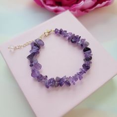 Genuine Amethyst Chip Bracelet Adjustable Amethyst Chips Bracelet, Chip Bracelet, Purple Bracelet, Amethyst Bracelet, Womens Jewelry Bracelets, Color Purple, Amethyst, Jewelry Making, Chips