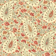 an old fashioned wallpaper with flowers and leaves