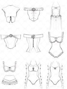 Corset Outfit Drawing, Fashion Design Base, Design Dresses Drawing, Dress Sketches Design, Clothes Ideas Drawing, Fashion Drawing Template, Bra Drawing, Belt Drawing, Top Drawing