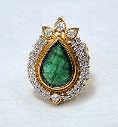 18 K solid gold large Pear Emerald and Diamond ring jewelry. USA ring size-7 ( we can adjust size), Size of top-3.2/2.7 cm, weight-18.500 grams, material-18 K gold, Diamond and Emerald. Formal Fine Jewelry Emerald Ring With Stone Setting, Exquisite Gold Ring With Stone Setting, Exquisite Gold Rings With Stone Setting, Formal Hand Set Emerald Ring Fine Jewelry, Formal Fine Jewelry Emerald Ring Hand Set, Gold Emerald Pear-shaped Ring, Gold Pear-shaped Emerald Ring, Unique Formal Emerald Open Ring, Unique Open Emerald Ring For Formal Occasions