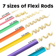 47Pcs 7'' Hair Curlers Rollers Flexi Rods Flexible Curling Rods Set No Heat VARIETY: 47pcs of 7 inch (18cm) long Flexi rods hair rollers curlers are suitable for curling long, medium, and short hair to sleep in. EASY TO USE & FLEXIBLE: Easy, quick, bend, twist, roll, foam made without hurting hair to create beautiful, bouncy and gorgeous curly curls effortlessly.Curlers you can sleep in. NO HEAT NEEDED and BREAKAGE: Heatless curler can curl your hair without heat damage and surface smooth roll products hair against breakage.Wet hair & blowdryer yields instant curls 7 COLORS & SIZES: 7 bright colors, 4/5-Inch, 7/10-Inch, 3/5-Inch, 11/20-Inch, 1/2-Inch, 2/5-Inch, 3/10-Inch, multicolored sizes to create beauty curls and waves of different size and styles for Girls Women Ladies Kids. TRAVEL CU 90s Hair Rollers, Natural Hair Flexi Rods, Flexi Rods On Natural Hair, Curl Your Hair Without Heat, Flexible Curling Rods, Flexi Rod Set, Heatless Curler, Jamaican Bounce, Perm Rod Set