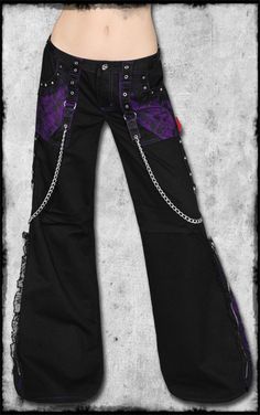 Diy Trip Pants, Purple Emo Clothes, Tripp Clothes, Goth Bottoms, Trip Pants, Goth Pants, Cartoon Body, Punk Emo, Dark Outfits