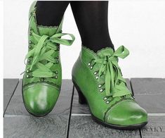 Lasaky - Winter Low-Heeled and Slim-Heeled Lace-Up Booties Heel Boots Lace Up, Cute Heeled Ankle Boots, Lace Up Heeled Ankle Boots, Gren Boots, Ankle Boots Green, Lacing Boots, Nike Shoes Women Fashion, Nude Boots, Low Heel Ankle Boots