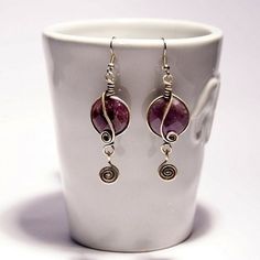 Amethyst Dangle Earrings Purple Amethyst Earrings February | Etsy Purple Amethyst Earrings, Wrapping Techniques, Wire Wrapped Jewelry Diy, Bijoux Fil Aluminium, Wire Jewelry Designs, Custom Jewelry Ideas, Wrapped Earrings, Earrings Wire, Silver Earrings Handmade