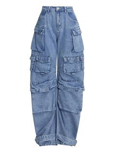 High Waist Wide Leg Denim Casual Denim Pants, Patchwork Denim, Chic Blouses, Patchwork Jeans, Vintage Mode, Winter Fits, Pantalon Large, Cargo Pants Women, Moda Vintage