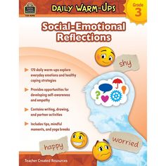 a book cover for the daily warm - ups social - emotional reflections by teacher created resources