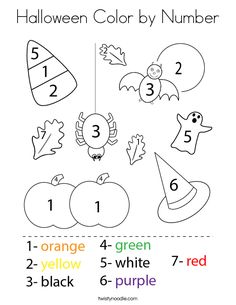 halloween color by number worksheet for kids to practice numbers 1 - 5 and counting