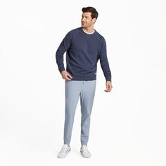 Not all sweatshirts are created equal. This supremely soft mid-weight champ is light enough to wear on a breezy beach, but heavy enough to help combat a mild winter chill. It features an easy, relaxed fit around the chest and shoulders that tapers at the bottom, resulting in a silhouette you can easily dress up (with a pair of jeans) or down (with Life is Good Everyday Joggers). 100% Cotton Extremely soft mid-weight French terry, heavy enzyme washed for a relaxed look and broken-in hand feel. Ri Casual Fleece Sweatshirt For Light Sports, Relaxed Fit Crew Sweats For Sports, Relaxed Fit Moisture-wicking Fleece Sweatshirt, Moisture-wicking Relaxed Fit Fleece Sweatshirt, Moisture-wicking Fleece Sweatshirt Relaxed Fit, Moisture-wicking Fleece Sweatshirt In Relaxed Fit, Casual Fleece Activewear For Light Sports, Cotton Long Sleeve Everyday Activewear, Blue Fleece Activewear With Relaxed Fit