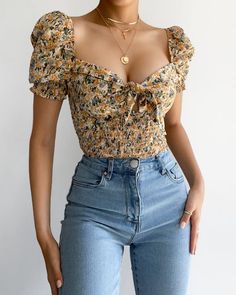 Tina floral crop top - yellow