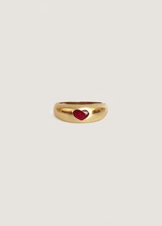 Baby Kay Heart Dome Ring - Kinn Heart Shaped Stone Ring, Heart Stone Ring, Gold Heart Rings, Wedding Ring Heart, Dare To Love, Ruby Heart Ring, The Dare, Pinky Rings, Classic Rings