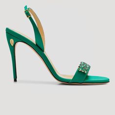 Elegant, Beautiful Sandals. Elegant Green Sandals For Party, Luxury Green Evening Sandals, Luxury Green Heels For Cocktail, Elegant Green Heels For Evening, Elegant Green Evening Heels, Designer Green Sandals For Party, Luxury Green High Heel Sandals, Elegant Open Toe Sandals For Galas, Formal Green Embellished Sandals