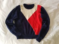 "Vintage sweater. Made by The Gleneagles Range. Made in Scotland. Red, white, and navy colors. Geometric pattern. Long sleeves. Crew neck. Ribbed waist. Gender neutral. Pullover style. 100% pure new wool. (measurements taken flat) Label size: no size label (estimate between small-medium) Bust: 19.5\" Waist: 17.5\" Length: 21\" Shoulder width: 16\" Sleeve length: 23.5\" Excellent vintage condition. No rips, holes, or stains. Will need to be lint-rolled." Blue Sheets, Vintage Tapestry, King Sheet Sets, Vintage Sheets, Vintage Sweater, Size Label, Navy Color, Vintage Sweaters, V Shape