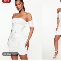 Brand New! Trendy White Ruched Mini Dress, Bodycon Ruched Dress For Day Out, Ruched Bodycon Dress For Day Out, Fashion Nova White Dress, Senior Szn, Dresses Graduation, Red Corset, Dresses Fashion Nova, Royal Blue Dress