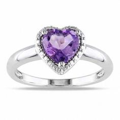 A lovely gift for the February-born birthday girl, this ring is crafted of fine sterling silver and features a 7.0mm heart-shaped purple amethyst. Custom made to fit her ring size. Sterling silver rings cannot be resized after purchase. Heart Shaped Amethyst, Heart Halo Ring, Sterling Silver Birthstone Ring, Heart Halo, Birthstone Rings, Amethyst Heart, Silver Heart Ring, Heart Shaped Rings, Silver Band Ring