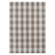 a gray and white checkered rug