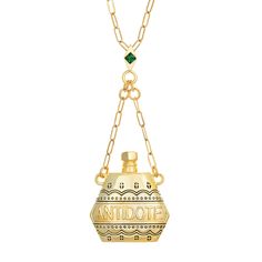 Little Rooms Antidote Necklace Poison Necklace, Making Perfume, Perfume Necklace, Bottle Necklace, Celestial Jewelry, Antique Inspiration, Mesopotamia, Charm Rings, Emerald Stone