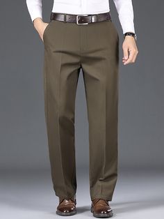 Solid Tapered Leg Winter Dress Pants, Solid Tapered Leg Dress Pants For Winter, Casual Solid Dress Pants For Winter, Brown Slim Fit Dress Pants For Fall, Winter Business Casual Solid Dress Pants, Casual Brown Slim Fit Dress Pants, Winter Slim Fit Dress Pants With Pockets, Slim Fit Dress Pants With Pockets For Winter, Khaki Straight Pants For Winter