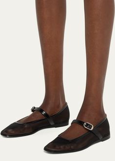 Le Monde Beryl Mesh Mary Jane Ballerina Flats - Bergdorf Goodman Elegant Evening Mesh Flats, Elegant Ballet Flats With Translucent Outsole, Elegant Mesh Ballet Flats, Evening Mesh Flats, Elegant Mesh Ballet Flats With Flat Heel, Shoe Inspo, Ballerina Flats, Black Flats, Mary Janes