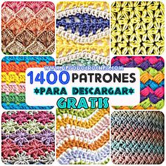 crochet patterns with the words, 100 patrones para descargar gratis