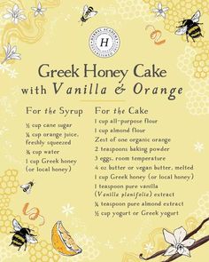 the recipe for greek honey cake with vanilla and orange