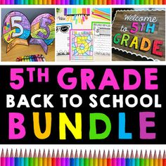 the 5th grade back to school bundle with colorful pencils