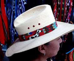 "Guatemalan Handmade Cowboy/Cowgirl Beaded Hat Band, handmade by artisans around Lago Atitlan, Antigua Guatemala and some other villages of this amazing and friendly country Guatemala (Pais de la Eterna Primavera), this band measures 23\" L (58cm) x 1 1/4\" W (3 cm). Please check pictures for details." Handmade Multicolor Hats For Rodeo, Traditional White Hat Bands For Festival, Handmade Southwestern Multicolor Hats, Traditional Multicolor Beaded Hat Band, Handmade Multicolor Southwestern Hats, Handmade Southwestern Multicolor Hat Band, Traditional Beaded Hat Bands For Country Events, Traditional Multicolor Hats For Country Events, Traditional Multicolor Beaded Hat