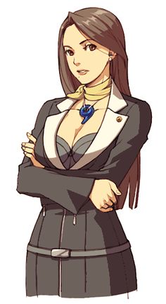 an anime character with her arms crossed, wearing a suit and collared shirt on