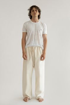 LAZY LOVER PANT NATURAL | Orseund Iris Comfortable Cotton Pants With Straight Hem, Everyday Wide Leg Drawstring Pants, Everyday Wide Leg Pants With Drawstring, Cotton Sweatpants With Straight Hem, Baggy Cotton Sweatpants With Straight Hem, Organic Cotton Lounge Pants With Pockets, Relaxed Cotton Wide-leg Bottoms, Relaxed Cotton Wide-leg Pants, Comfortable Cotton Wide Leg Pants