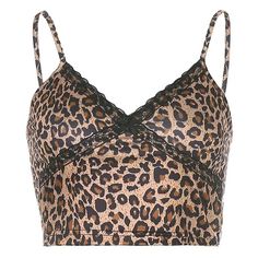 summer leopard print cross lace edge sleeveless v neck sexy casual tank top Fitted Leopard Print Camisole, Fitted Leopard Print Cami Tank Top, Leopard Print Sleeveless Tank Top For Party, Fitted Leopard Print Sleeveless Crop Top, Fitted Sleeveless Leopard Print Crop Top, Leopard Print Sleeveless Top With Built-in Bra, Sleeveless Leopard Print Top With Built-in Bra, Retro Crop Top, Y2k Corset