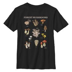 If you're looking for the hottest new trends, latest memes, and graphic apparel for every holiday and season you're in the right place! Take your everyday style to the next level with this comfy new boys' Forest Mushrooms graphic T-Shirt from Lost Gods! This tee features different cool forest mushrooms across the front. Make everything from workouts to running errands, or even just lounging around the house a little extra fun with these super cozy designs that you'll never want to take off! Shark Snacks, Cool Forest, Forest Mushrooms, Sleeve Packaging, Kids Clothes Boys, Graphic Apparel, Boys Long Sleeve, Fabric Names, Black Media