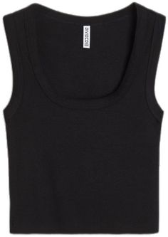 Scoop Neck Tank Top With Ribbed Neckline For Everyday, Everyday Scoop Neck Tank Top With Ribbed Neckline, Trendy Sleeveless H&m Tank Top, H&m Tank Top For Spring, H&m Cotton Fitted Tank Top, Fitted Cotton H&m Tank Top, Fitted Cotton Tank Top By H&m, Trendy Fitted H&m Tank Top, Fitted Trendy H&m Tank Top