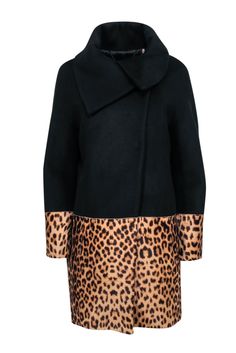 Current Boutique-Elie Tahari - Black & Leopard Print Wool blend Coat Sz M Prim And Proper, Black Leopard Print, Tailored Design, Elie Tahari, Wool Blend Coat, Black Leopard, Looking Good, Wool Blend, Leopard Print