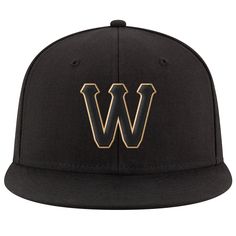 Custom Black Black-Old Gold Stitched Adjustable Snapback Hat Embroidered No Minimum