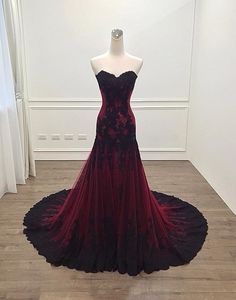 Deep Burgundy Evening Party Dress sold by Sancta Sophia on Storenvy Dress Long Formal, Kain Tile, Glamouröse Outfits, Evening Dress Long, Gothic Wedding Dress, Lace Evening Gowns, Long Formal Dress, Sweetheart Prom Dress, Lace Formal Dress