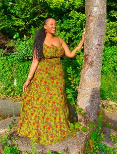 A cute maxi sun dress in a floral print with green being the dominating colour. It has smock at the waist and adjustable straps at the bust to help cinch you in whatever your bust size. A great dress for a relaxed but chic look on warm days. Can be worn with a denim jacket and trainers, sandals or slippers. Style your way! Handmade in Ghana. 100% cotton. Find the Fulani earrings and bangles in the shop. Search “Fulani”. YOU CHECKED YOUR MEASUREMENTS AGANST THE SIZE CHART FOR THIS SHOP? Although Green Strapless Sundress For Summer, Green Long Sundress For The Beach, Green Long Sundress For Beach, Green Sleeveless Sundress With Adjustable Straps, Casual Green Sundress With Spaghetti Straps, Strapless Maxi Sundress With Tie Straps, Strapless Sundress With Tie Straps, Green Sundress With Spaghetti Tie Straps, Green Strapless Maxi Dress For Vacation