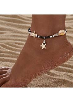 Color:Black;Package Contents:1 X Anklet;Occasion:Sport; Starfish Anklets, Leather Anklets, Braided Rope Bracelet, Beaded Ankle Bracelets, Stella Marina, Foot Bracelet, Beaded Ankle, Summer Anklets, Anklets Boho