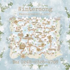 the winter song poster is shown with snowflakes