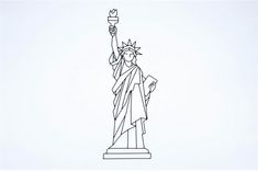 a drawing of the statue of liberty holding a torch in her hand with both hands