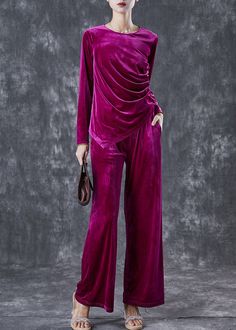 French Purple Asymmetrical Wrinkled Silk Velour Women Sets 2 Pieces FallFabric: VelourSize & Fit: Fit: This garment fits true to size.Length: Size S measures 23.4"from shoulder to hemBust: Great for any cup size. Waist: Loose Fit. Comfortable room throughout midsection.Hip: Loose Fit - room for hips. Hand Wash Cold. French Purple, Tulle Long Dress, Clothes For Women Over 50, Velvet Dress Designs, Velvet Clothes, Pretty Prom Dresses, Comfortable Room, Love Clothing, Beauty Clothes