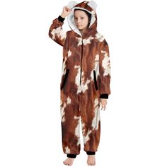 This Cow Print Big Kids Pajama Hooded Onesie is perfect for keeping your little one cozy and warm. It is made out of a soft material that will provide all-day comfort. Designed with a hood and pockets, it is sure to become your child's favorite sleepwear! If you like our custom robes, you will love these! These feel like a minky baby blanket. PLEASE ALLOW UP TO 14 BUSINESS DAYS TO RECEIVE YOUR ORDER. EACH ONE IS MADE TO ORDER AND SHIPPED DIRECTLY TO YOU FROM OUR MANUFACTURER. 17.60 Oz. Made from Custom Robes, Minky Baby Blanket, Minky Baby, Plus Size Shopping, Print Pajamas, Blankets For Sale, Kids Pajamas, Cow Print, Turks And Caicos Islands