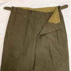 Vintage military Russia pants 1930-60s Size: W 32" L 30" Military Style Full-length Khaki Pants, Military Style Khaki Full-length Pants, Full Length Military Style Khaki Pants, Khaki Full-length Work Pants With Belt Loops, Military Style Wide Leg Pants With Belt Loops, Fitted Khaki Cargo Pants With Welt Pockets, Fitted Olive Straight Leg Pants, Fitted Military Cargo Pants, Military Style Full Length Bottoms With Belt Loops