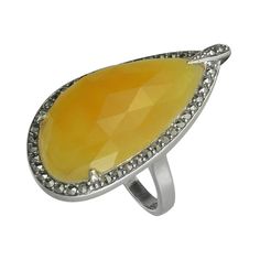 Lovely genuine yellow jade gives this teardrop ring eye-catching style that's sure to get noticed. Click on this JEWELRY & WATCHES GUIDE to learn about fit, styles, materials and more!Ring Details: Ring width: 0.73 in. Metal: sterling silver Stone Details: Stone type: genuine yellow jade, marcasite Cut: pear Setting: prong Size: 6. Gender: female. Age Group: adult. Yellow Jade, Teardrop Ring, Pear, Jade, Jewelry Watches, Jewelry Rings, Women Jewelry, Sterling Silver, Ring