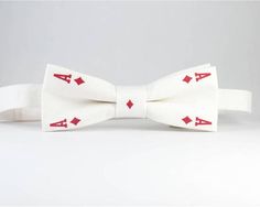 Gambler Bow tie Mens Bowtie Ace Bowtie Unique Bow Ties Dapper Ties As Gifts, Dapper Standard Ties For Gift, Dapper Standard Ties As Gifts, Dapper White Ties For Black Tie Events, White Dapper Ties For Black Tie Events, Dapper White Tie For Black Tie Events, White Standard Tie For Suit As A Gift, Dapper White Adjustable Suit And Tie Accessories, White Adjustable Bow Tie Suit Accessories