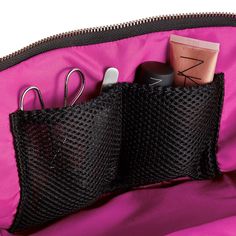 Got a little more makeup you want to access? Upgrade to the makeup bag that not only stores and protects your makeup, but has pockets made for your beauty blender, eyelash curler, and more. The Signature Makeup Bag has roomy compartments and opens on three sides to allow for easy access to see all of your products. No more digging! Snap-in an organizer for more organization and separation. Fabric bags are fully machine washable. Leather bags have a zip-out interior liner that is machine washable Teal Interiors, Brush Organizer, Leather Mirror, Purple Interior, Orange Interior, Makeup Bag Organization, Candy Apple Red, Bag Organizer, Navy Fabric