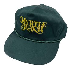 Nwot Vintage Myrtle Beach Green & Gold Embroidered Snapback Hat - 90s Feel Free To Message Me With Any Questions (: Vintage Snapback Hat For Summer Beach, Vintage Snapback Hat For Beach In Summer, Vintage Adjustable Baseball Cap For Summer, Vintage Baseball Cap For Summer Streetwear, Vintage Trucker Hat For Summer Beach, Vintage Summer Streetwear Baseball Cap, Retro Baseball Cap For Beach, Retro Snapback Hat For Spring Beach Days, Vintage Adjustable Snapback Hat For Summer