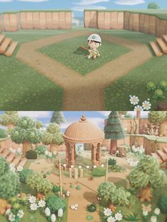 two different views of the same area in animal crossing