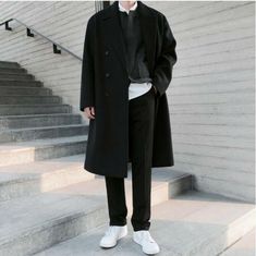 Black Coat Outfit, Spring Outfits Men, 150 Lbs, 110 Lbs, Graduation Outfit, Woolen Coat, Coat Outfits, Cross Border, Casual Winter Outfits